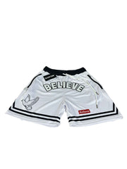 Believe Embroidered Logo Shorts (White)