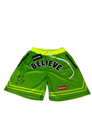 Believe Embroidered Logo Shorts (Grinch)